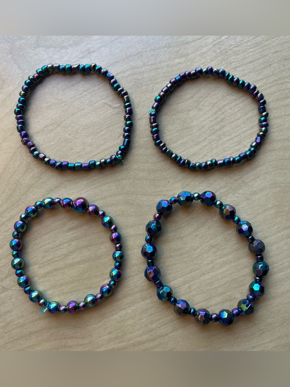 Iridescent Bead Jewelry Set - Handmade - Picture 3 of 4